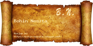 Bohin Neszta névjegykártya